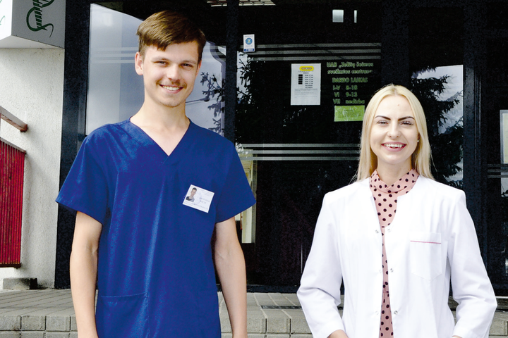 kineziterapeutas Mantvydas Macas ir dietistė Greta Kazlauskaitė