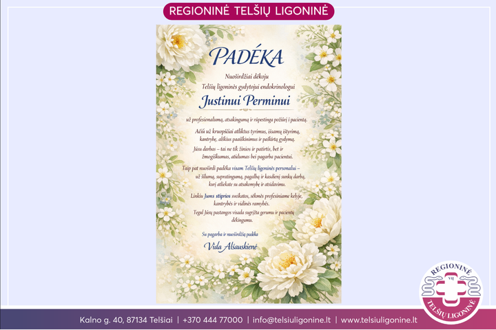 padėka endokrinologui