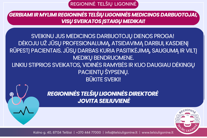 Sveikinimas: Balandžio 27-oji – Lietuvos medicinos darbuotojų diena!