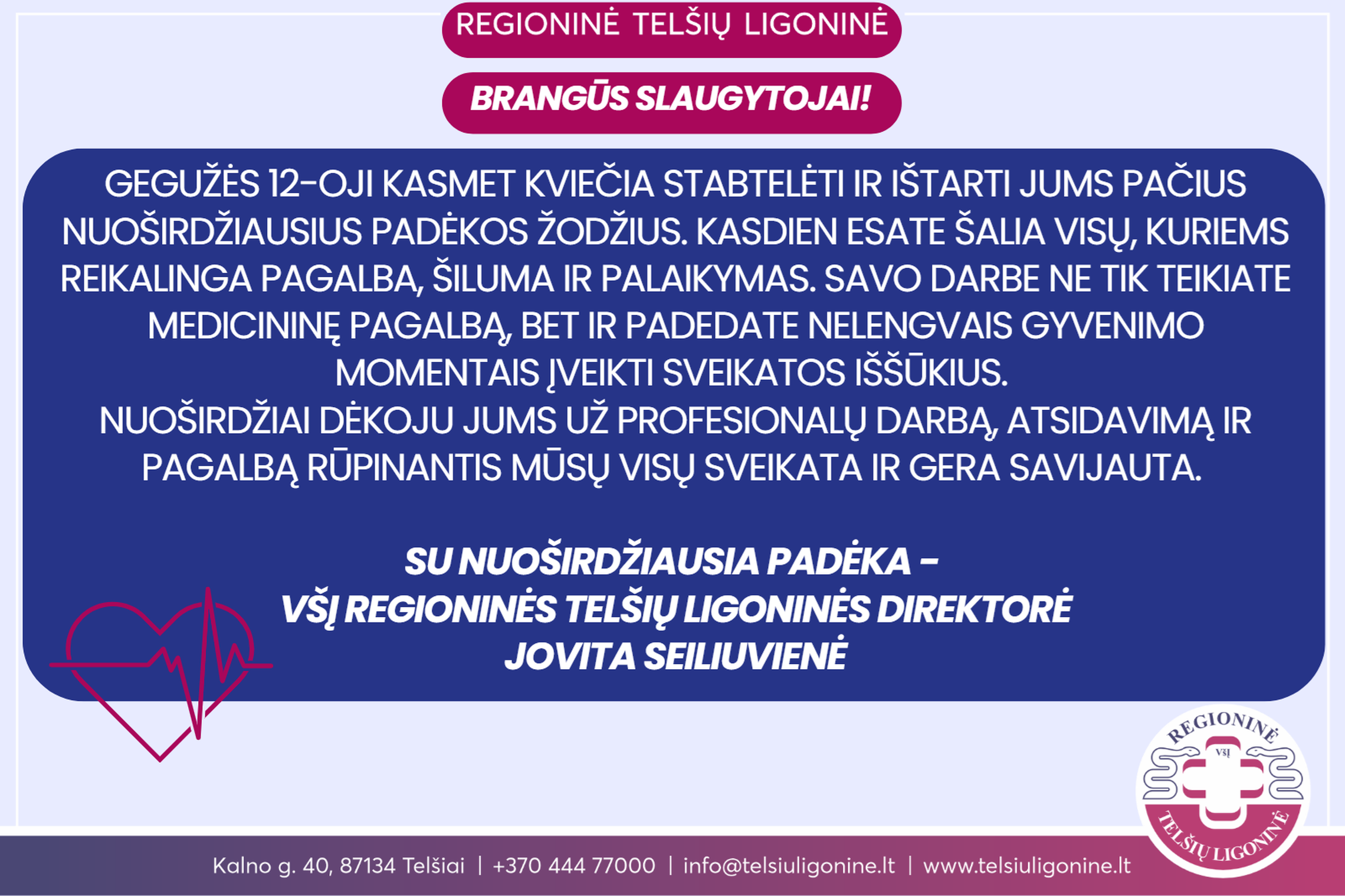 Gegužės 12-oji - Tarptautinė slaugytojų diena